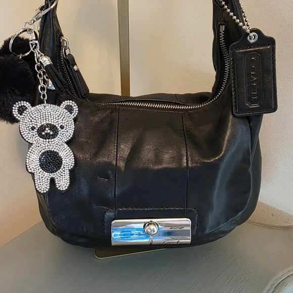 Coach Black Leather Kristen Hobo Bag With Crossbody Strap & Unbranded Charm - Picture 16 of 16